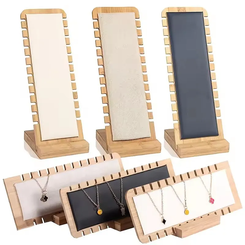 

Solid Bamboo Jewelry Display Stand - Multi Necklace Bracelet Organizer with Hanging Board