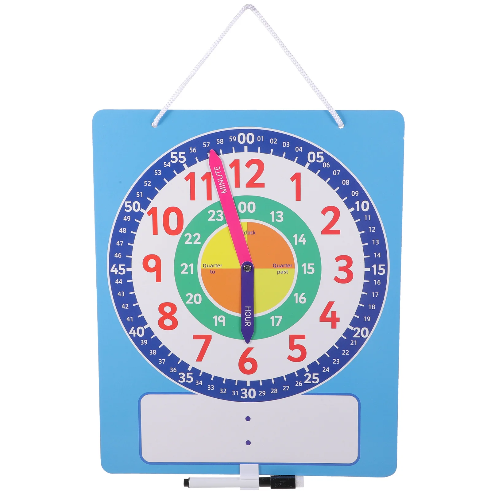

1Set Children Clock Learning Writable Dry Erase Board Teaching Classroom Homeschool Learning Time Clock