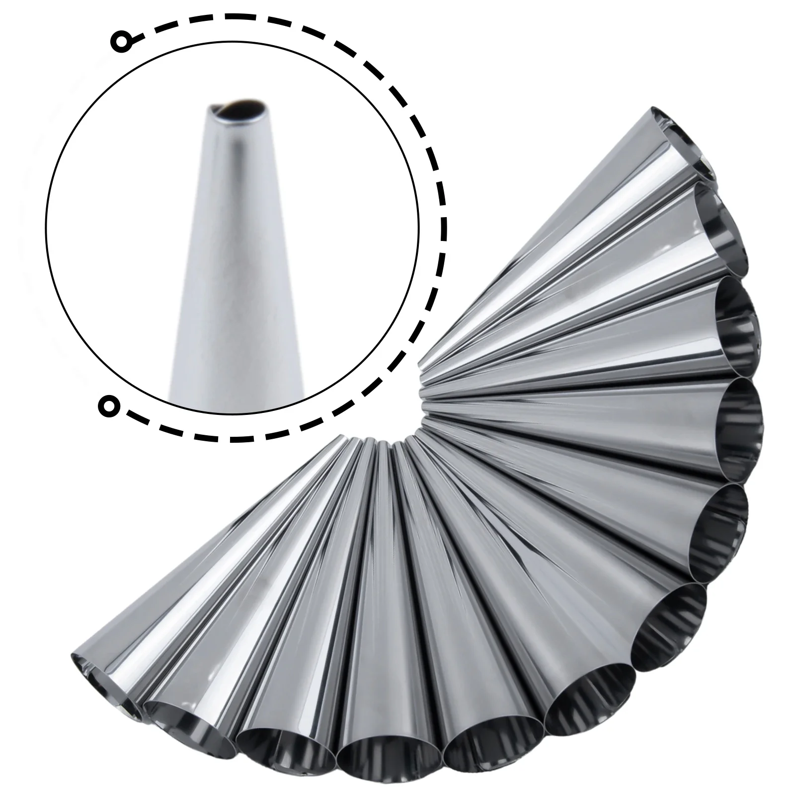 12 Pack Stainless Steel Non-Stick Bread Form Tubes for Baking with Slanted Edges for Easy Release and Uniform Shaping
