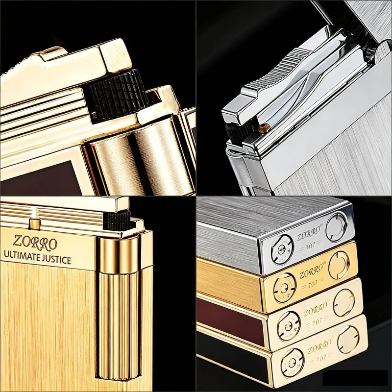 2026 New Classic Retro ZORRO Metal Loud Open Flame Butane Gas Lighter, Side Pulley Ignition High-end Gift Smoking Men's Gift