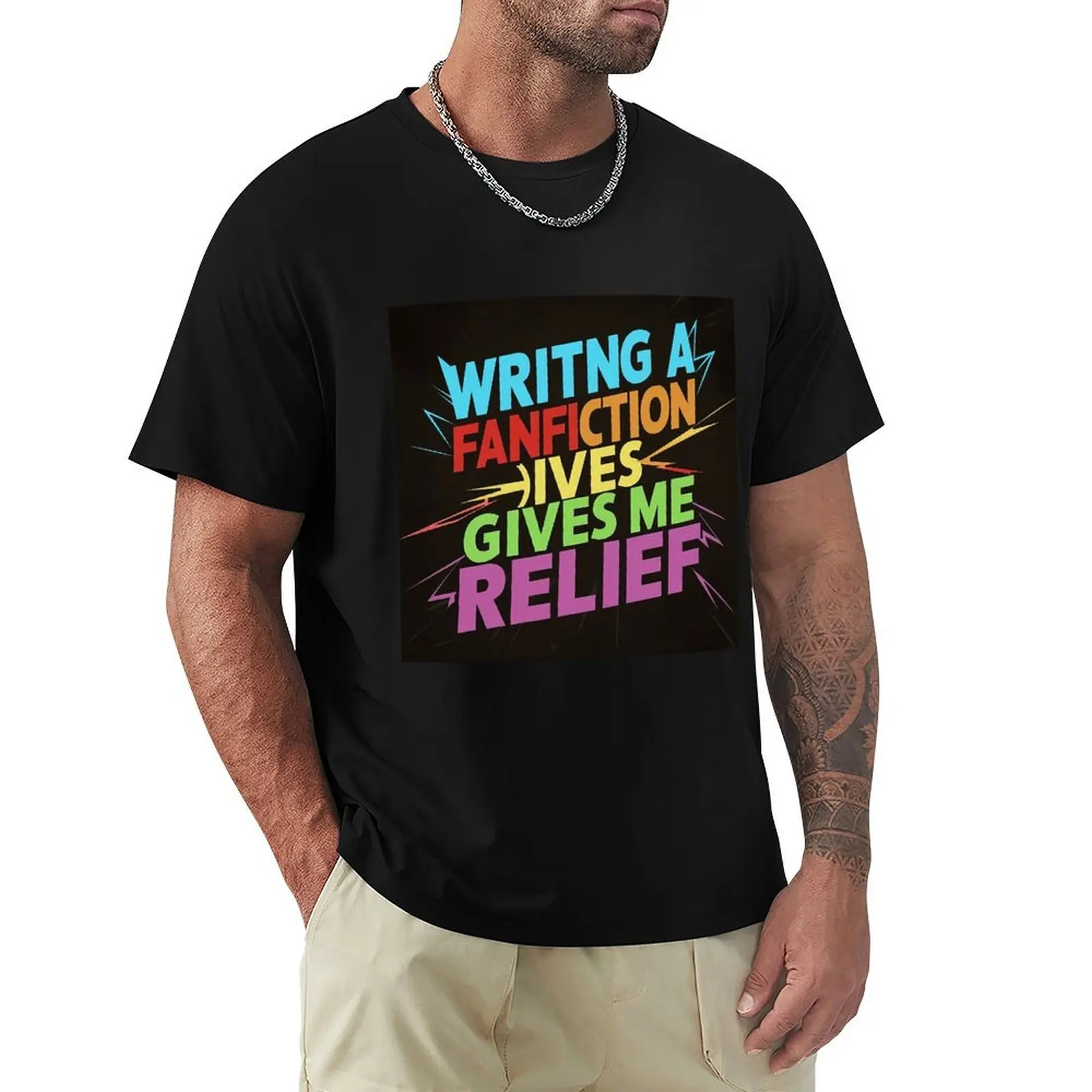 Fictional Bliss-Writing fiction brings me relief T-Shirt Retro Graphic Print T-Shirt