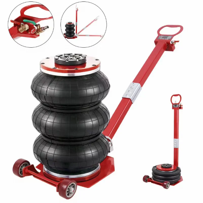 

Hot Selling Mobile Folding Handle Style 3 Tons Quick Lift Garage Mechanic Pneumatic Air Bags Jack for Vehicles Maintenance