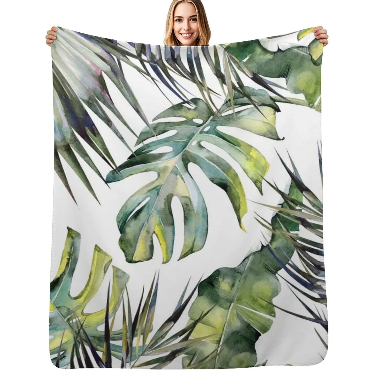 TROPICAL GARDEN 2 Throw Blanket Travel Size Cozy Blanket for Plane Train