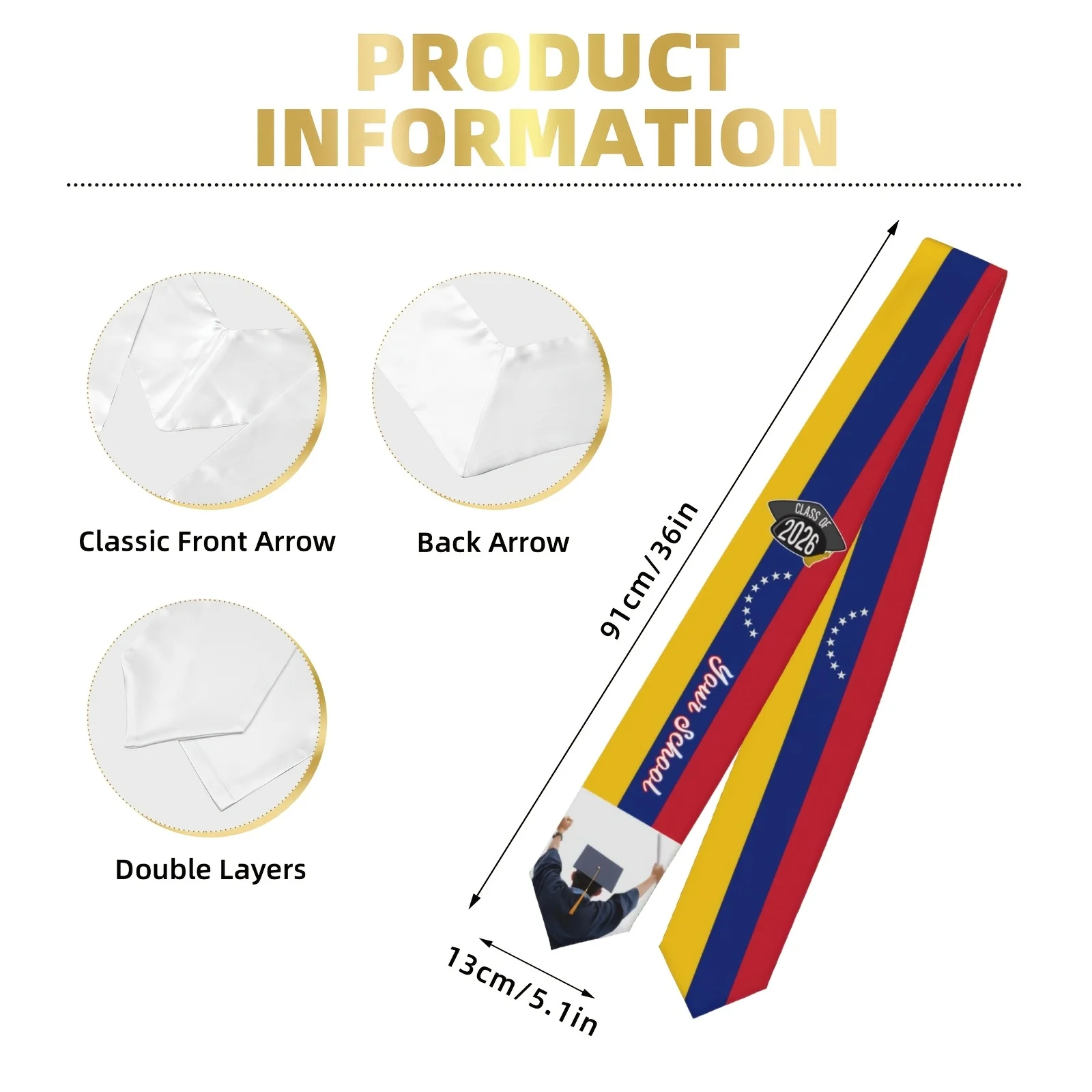 Personalized Graduation Shawls with Custom Images And Text | Customized Graduation Sashes from Venezuela