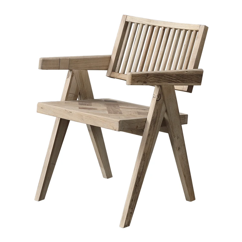 الشمال الرجعية القديمة الدردار شانديغار كرسي الطعام البلد الأمريكي الخشب القديم P.J كرسي الترفيه مسند الذراع غير رسمي