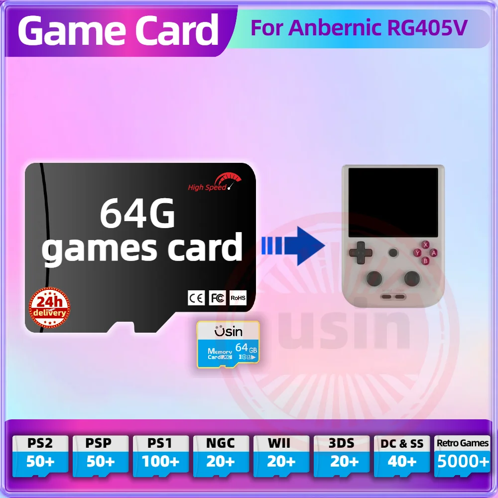 Game Card For Anbernic RG405V RG406V RG556 TF Retro Games PS2 PSP PS1 Android Portable Handheld Gaming SD Card High Speed 64G