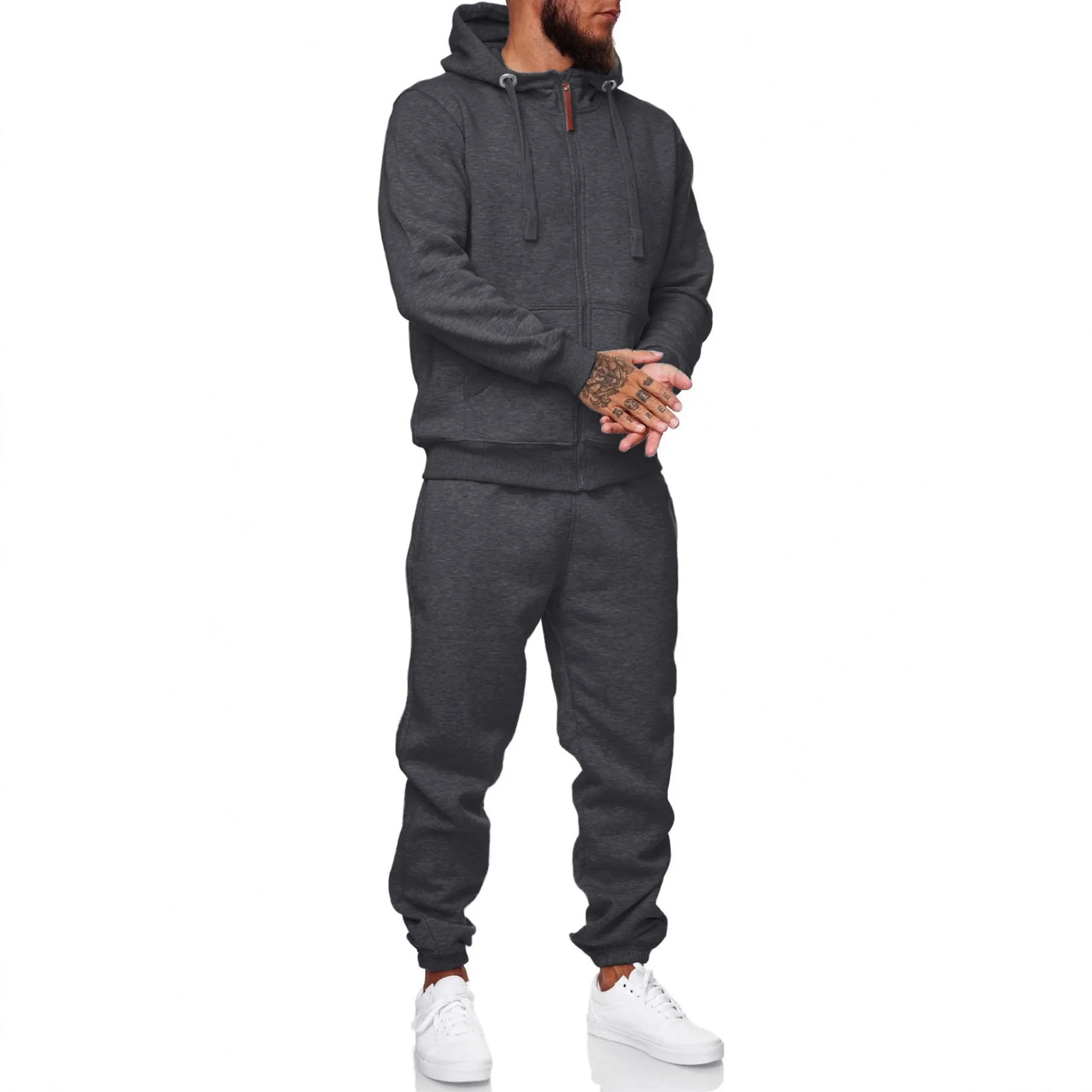 

Спортивные костюмы для мужчин, комплект из 2 предметов, мужской спортивный костюм для бега, толстовка с капюшоном, повседневный спортивный костюм на молнии с длинными рукавами