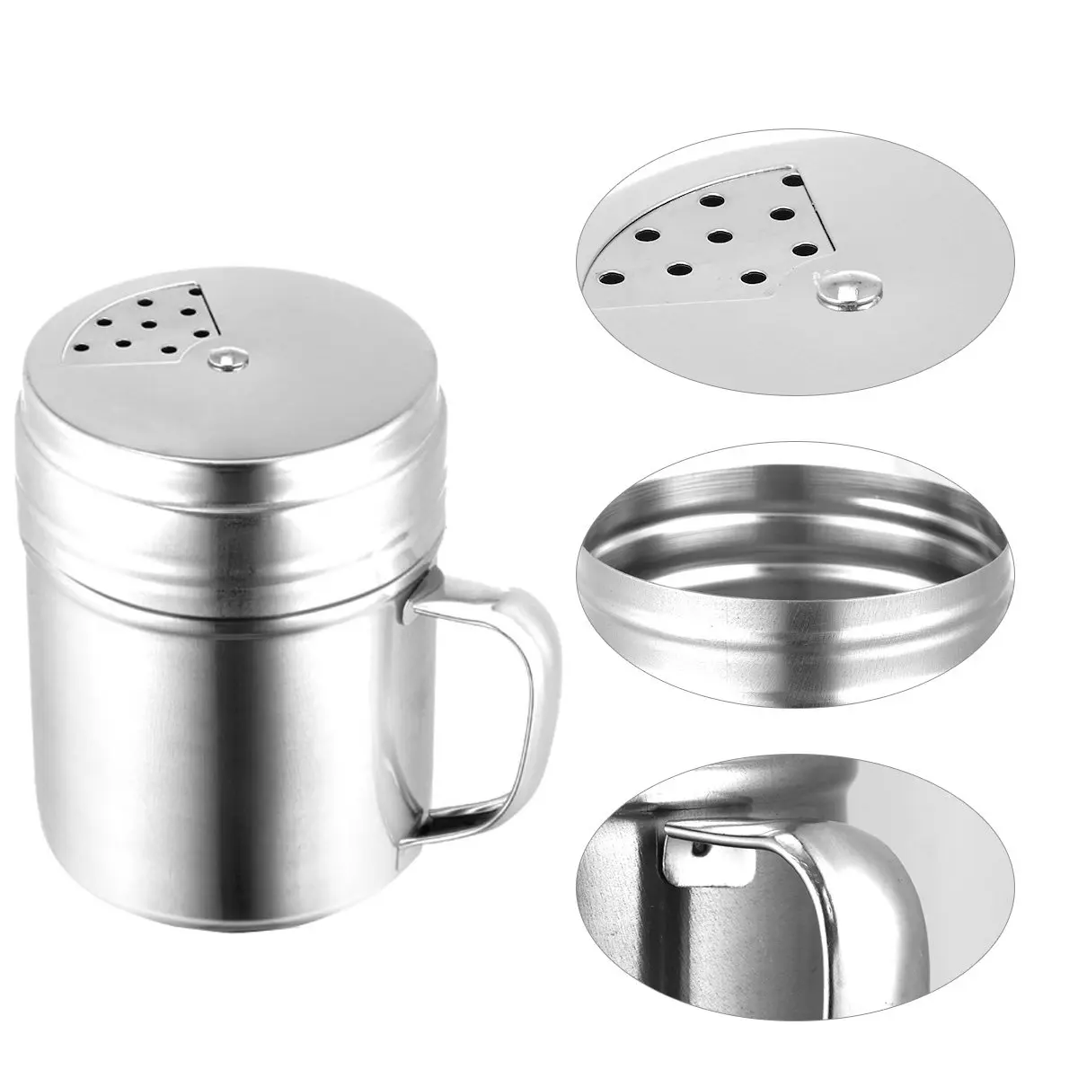 

4Pcs Rotatable Condiment Bottle Set Stainless Steel Seasoning Containers for Salt Pepper Herbs Chocolate Powder Barbecue Camping