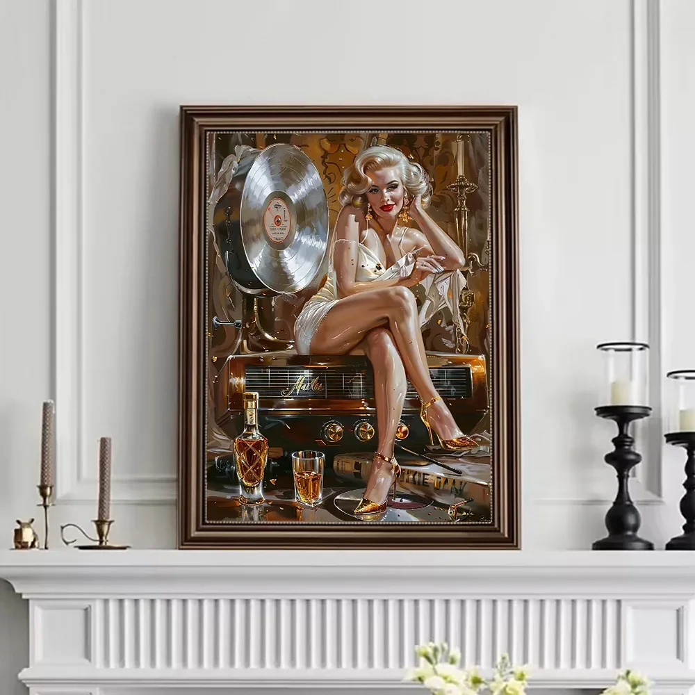 فستان مارلين مونرو الأنيق، ملصق مطبوع قماشي عالي الدقة، مناسب للمنزل، غرفة المعيشة، لوحة فنية جدارية لتزيين الاستوديو #4