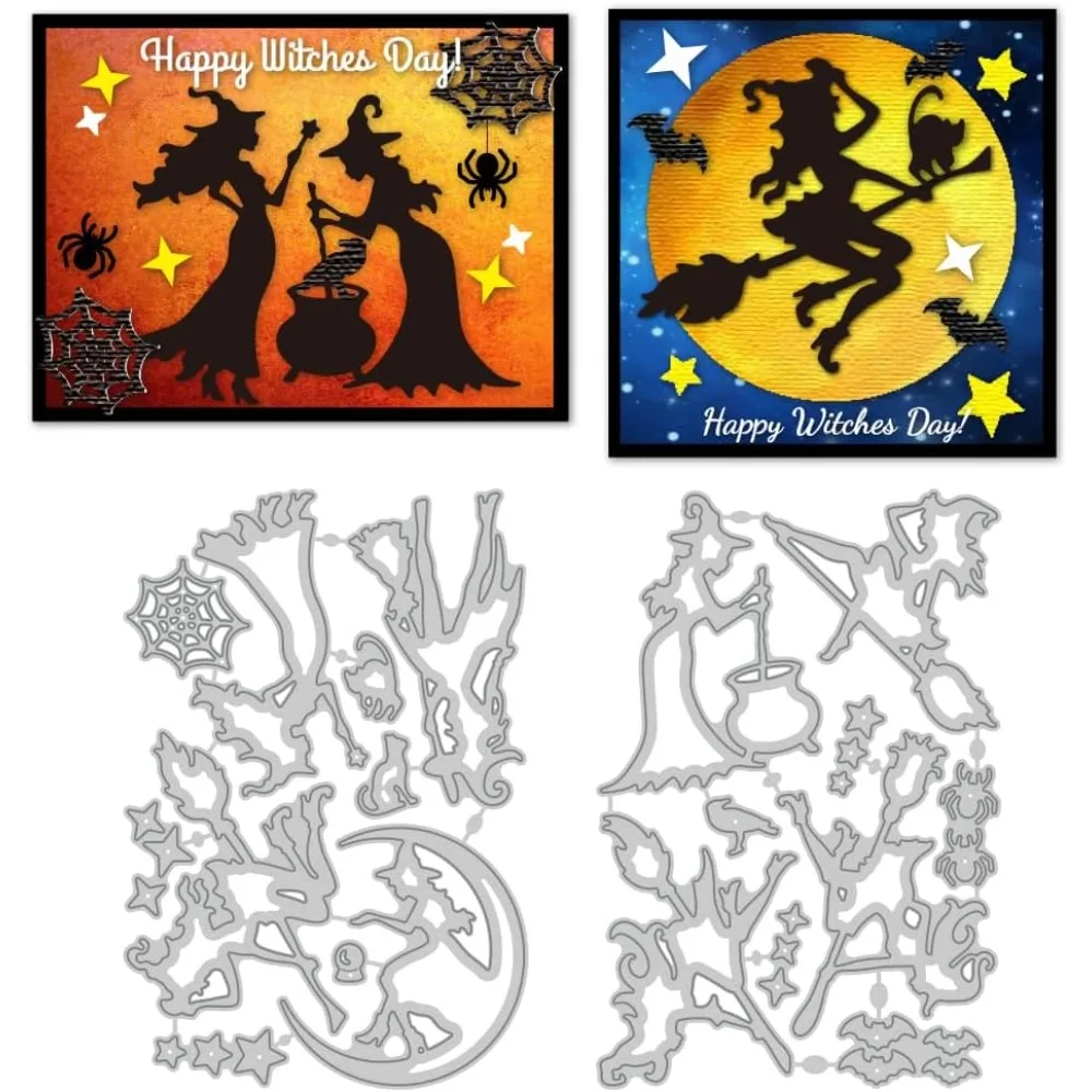 Schablonen aus Kohlenstoffstahl zum Thema „Hexentag“ für DIY-Scrapbooking, Fotoalbum, dekorative Prägung von Papierkarten