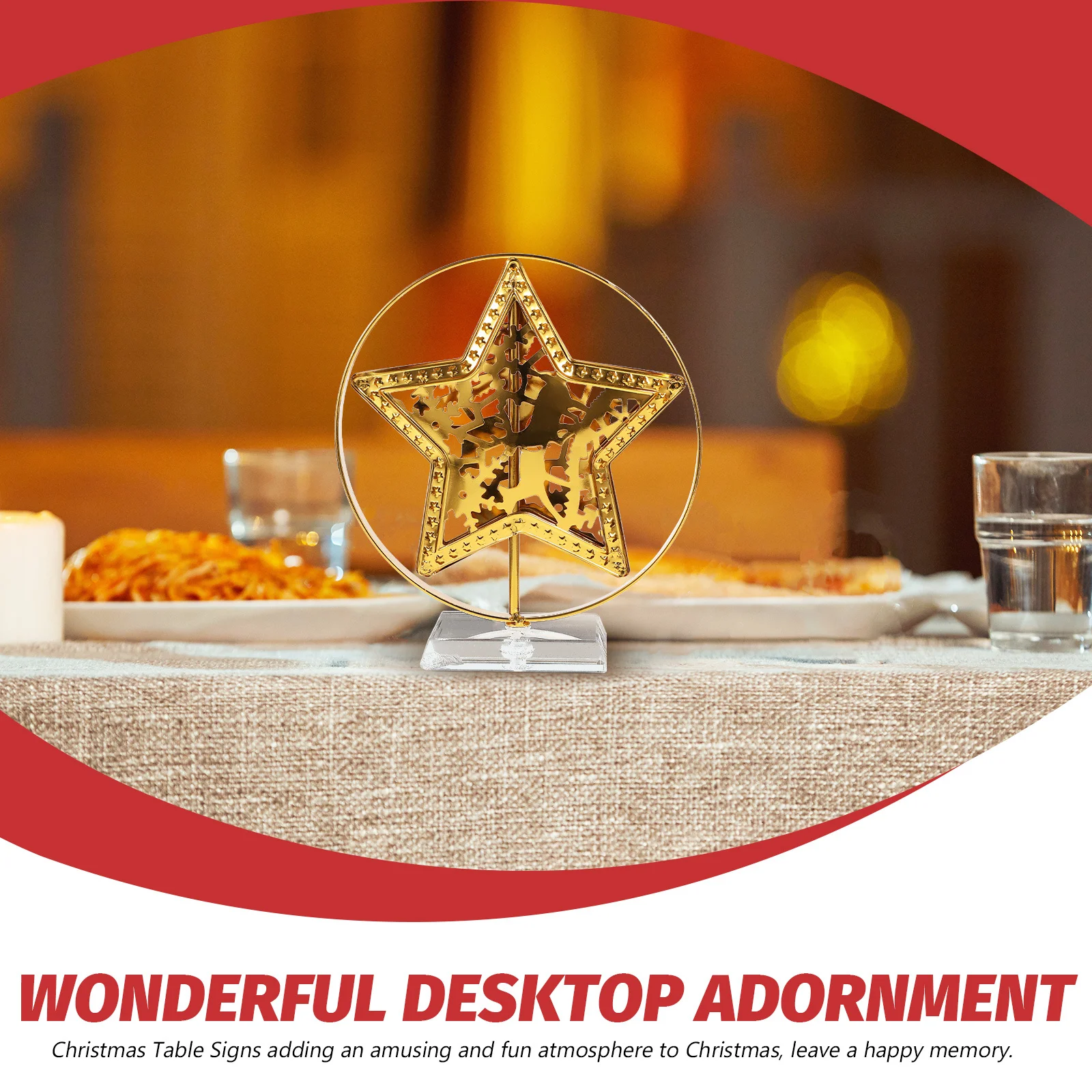 

Christmas Star Table Sign Metal Xmas Decoration Desktop Ornament Holiday Party Decor Christmas Table Decoration