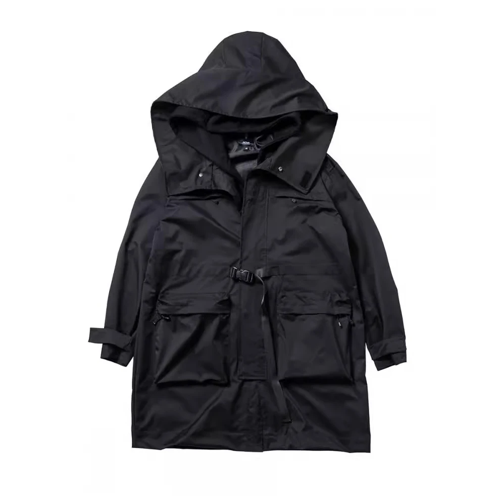 Men Autumn Winter Long Jacket Windbreaker 2024 New Fake two-piece Functional Coats Mens Loose Jackets Techwear Harajuku