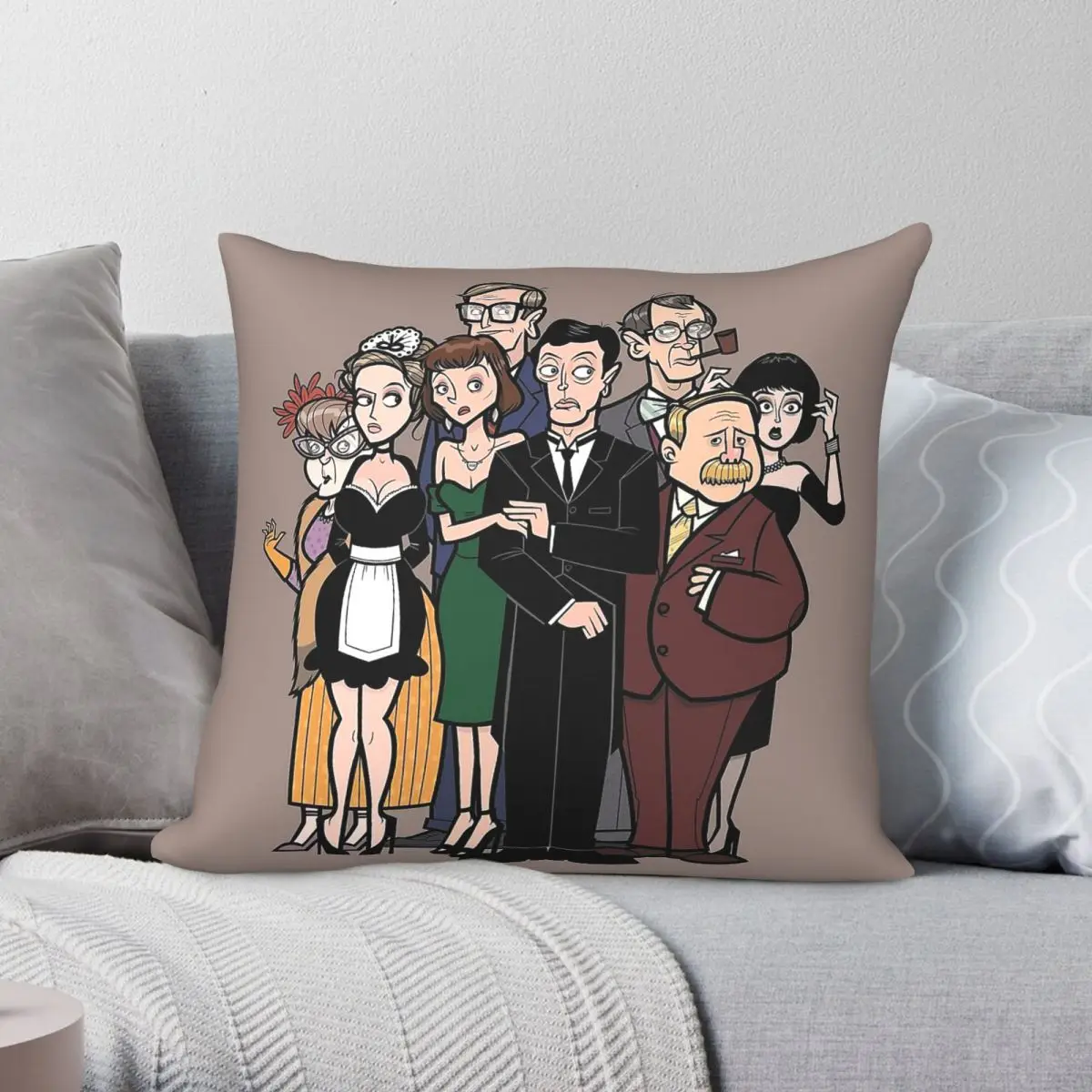 

Clue Movie Cartoon Characters Square Pillowcase Polyester Linen Velvet Printed Zip Decorative Car Cushion Cover 18"