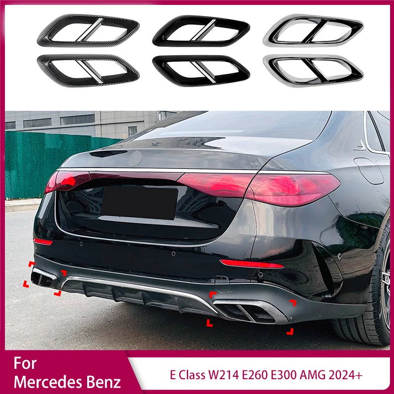 Rear Exhaust Muffler Tip Pipe Cover Frame Trim for Mercedes Benz E Class W214 E260 E300 AMG 2024+ Exhaust Port Decoration