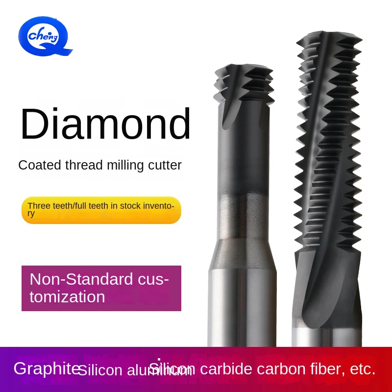 

Diamond Coated Thread Milling Cutter Three Tooth Full Tooth metric Milling Cutter For Silicon Carbide Aluminum Graphite Fiber