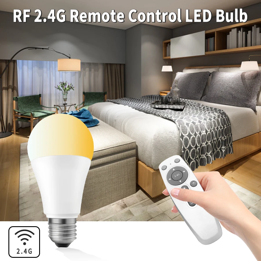 AC 86-265V 12W E27 LED Bulb 2.4G Remote Controller Dimmable Timing LED Lamp Bulb For Home Bedroom Living Room Decoration