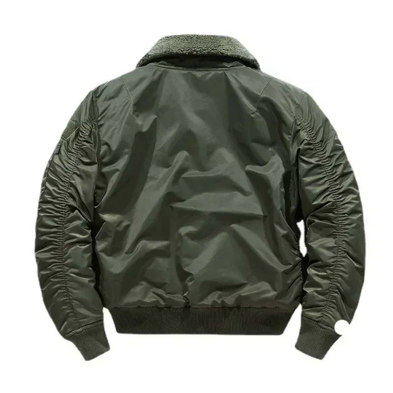 Winter Warm Thickened Men\'s Outdoor Hunting Jacket Large Pocket Aviator Air Force Coat Army Green Bomber Jacket Lapel Coat