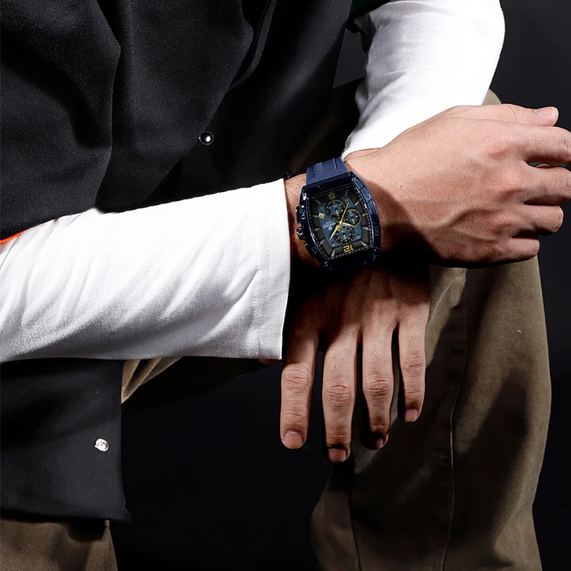 NAVIFORCE NF6101 Fashion Watches for Men Quartz Silicone Strap 50M Waterproof Date Original Man's WristWatch