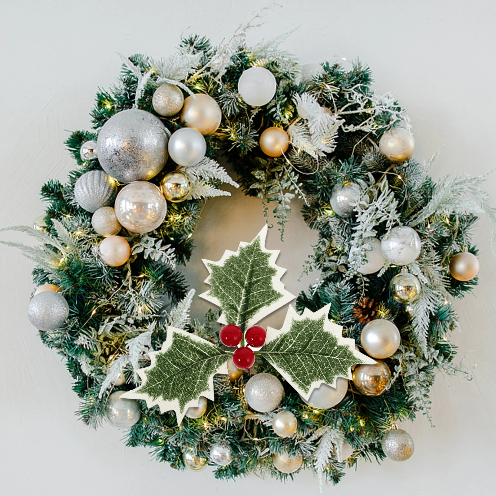 

6pcs Christmas Tree Garland Material Simulation Leaf For Home Party Decoration Artificial Green Leaves Xmas Decor Fake Plant