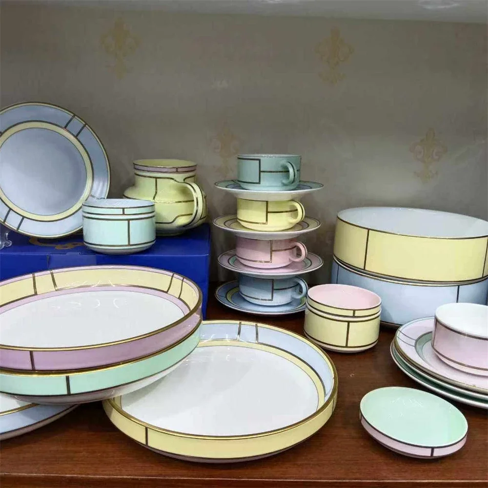 Ceramic Cutlery Plate Coffee Cup And Saucer Kitchen Supplies Gift Box Tableware Large Medium And Small Cup And Saucer Set