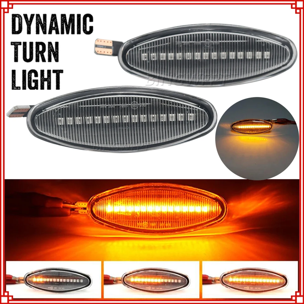 2PCS Car LED Front Dynamic Side Marker Light Turn Signal Lamp For Jaguar XK8 S-Type XK 8/XKR XJ X350 2003 2004 2005 2006