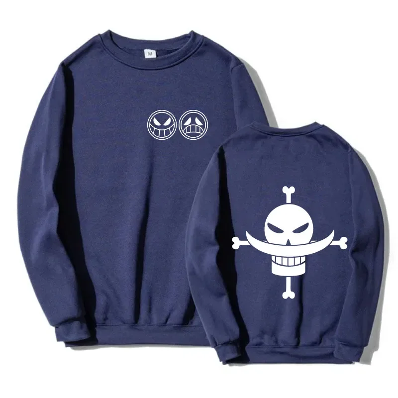 Autumn Men Anime Pirate Ace Edward Newgate Print Men\'s Pullover Casual Sweatshirts Unisex O-Neck Solid Hoodie Hip Hop Top