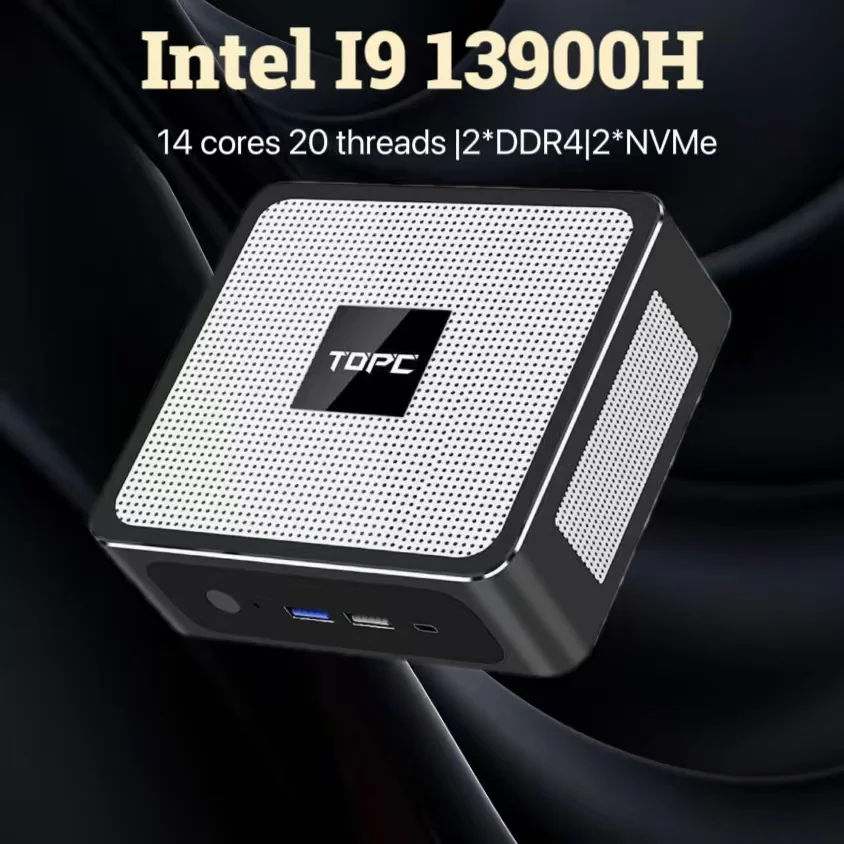 D14 TOPC Mini PC 13th Gen Intel Core i9 13900H i7 13700H i5 2xDDR4 2xNVMe 2xLAN Windows 11 Pro Desktop Gaming Computer WiFi6E