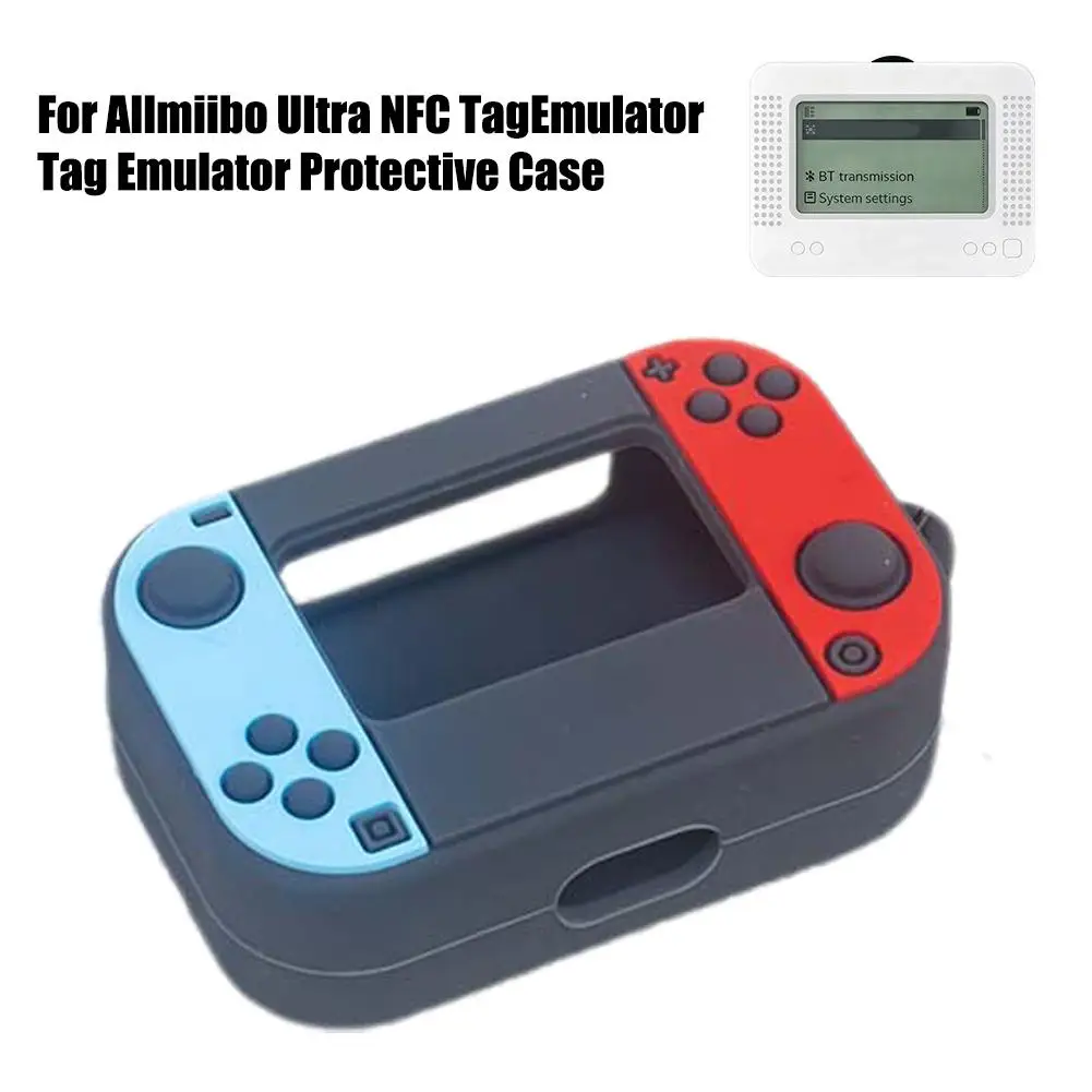 Silicone Case for Allmiibo Ultra NFC Tag Emulator Shockproof Protective Cover Retro Game Console Style Sleeve with Metal Clip