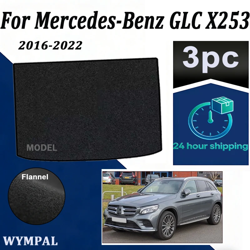 

Нейлоновые коврики в багажник для Mercedes-Benz GLC X253 C253 2016~2022, поддон для багажа, задний коврик в багажник, черные автомобильные коврики для багажа