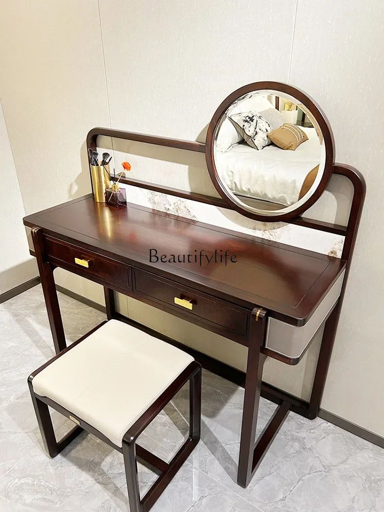 

ls 27New Chinese style Ailiguyi Sumu dresser makeup stool combination simple all solid wood light luxury