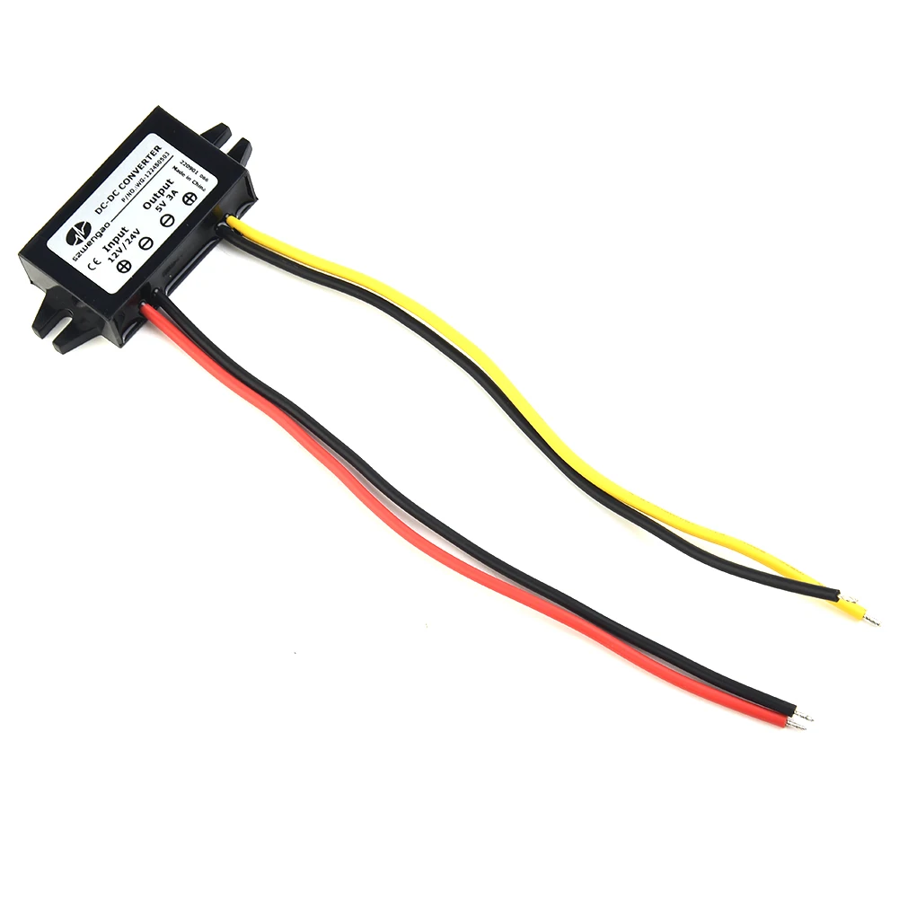 12V 24V to 5V 3A Step Down Power Supply Regulator with Epoxy Resin Potting and Protection Against Overload and Overheating