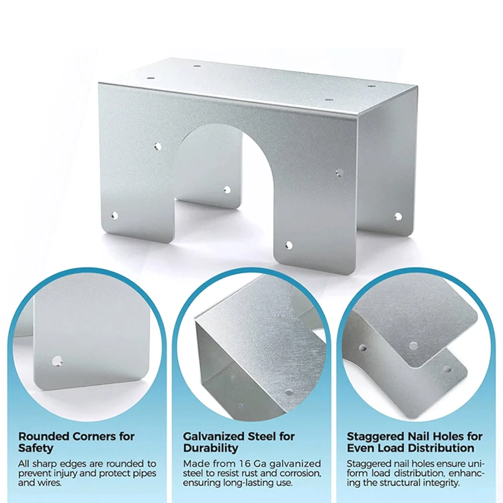Galvanized Stud Shoes For Double 2X Studs Upright Guard Plate Carbon Steel Pipe Protection For Plumbing Electrical Wiring
