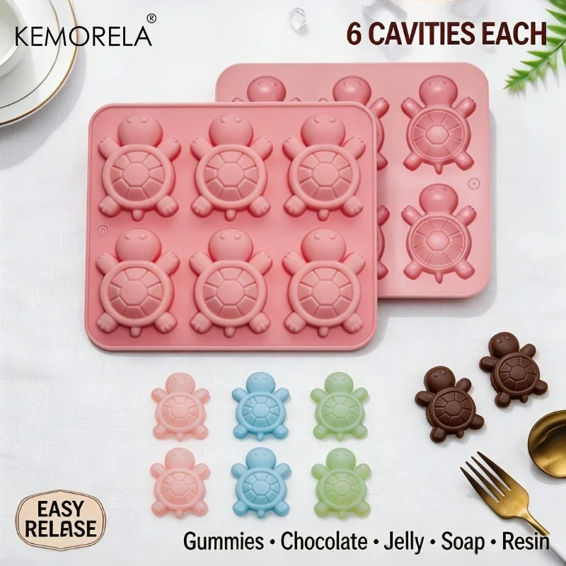1/2PCS Sea And Sea Animal Gummy Candy Molds 6-Cavity Suitable for Baking, Chocolate Tortoise Shaping for Jello, Cake Decorations