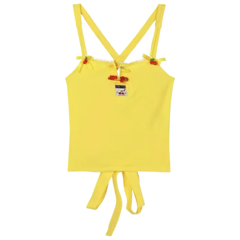 Genayooa Y2k Vintage Tank Tops Lace Up Backless Camis Tops Streetwear 2000s Japanese Fairycore Halter Tops Summer Party Wear
