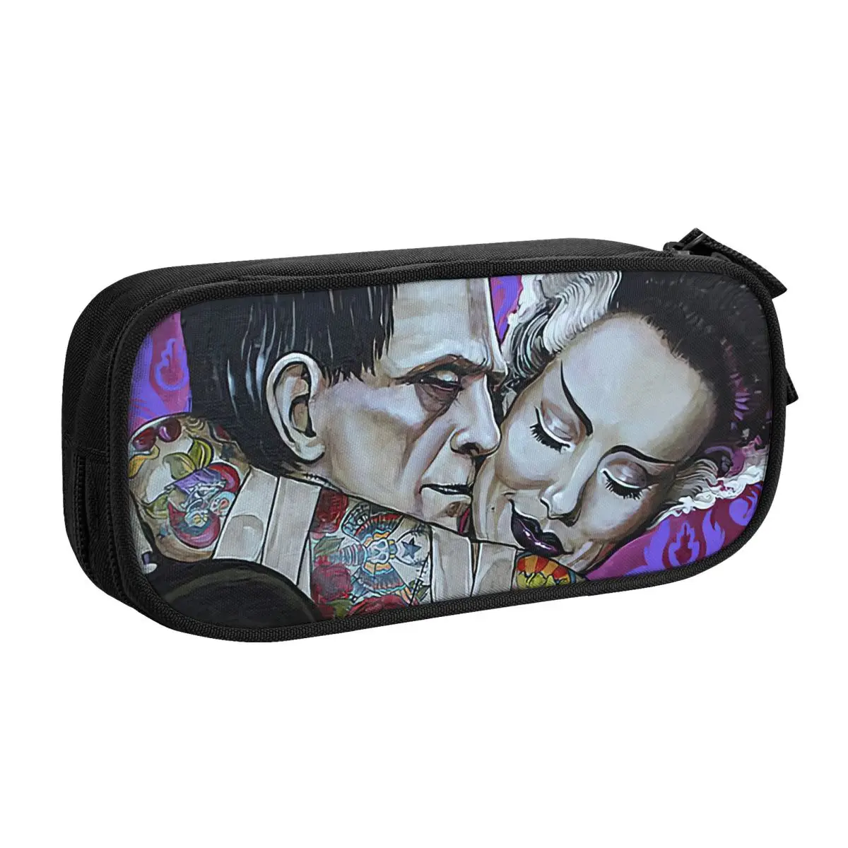 Custom Bride Of Frankenstein Kawaii Pencil Case Girl Boy Large Capacity Science Fiction Horror Film Pencil Pouch School Supplies