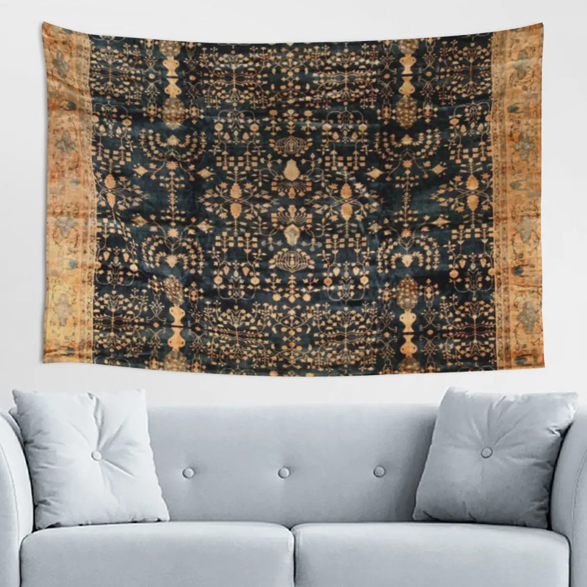 Antiker Nordindischer Teppich-Druck Bedruckter Wandteppich Boho Blumen-Schmetterling Wandbehang Lässige Dekoration