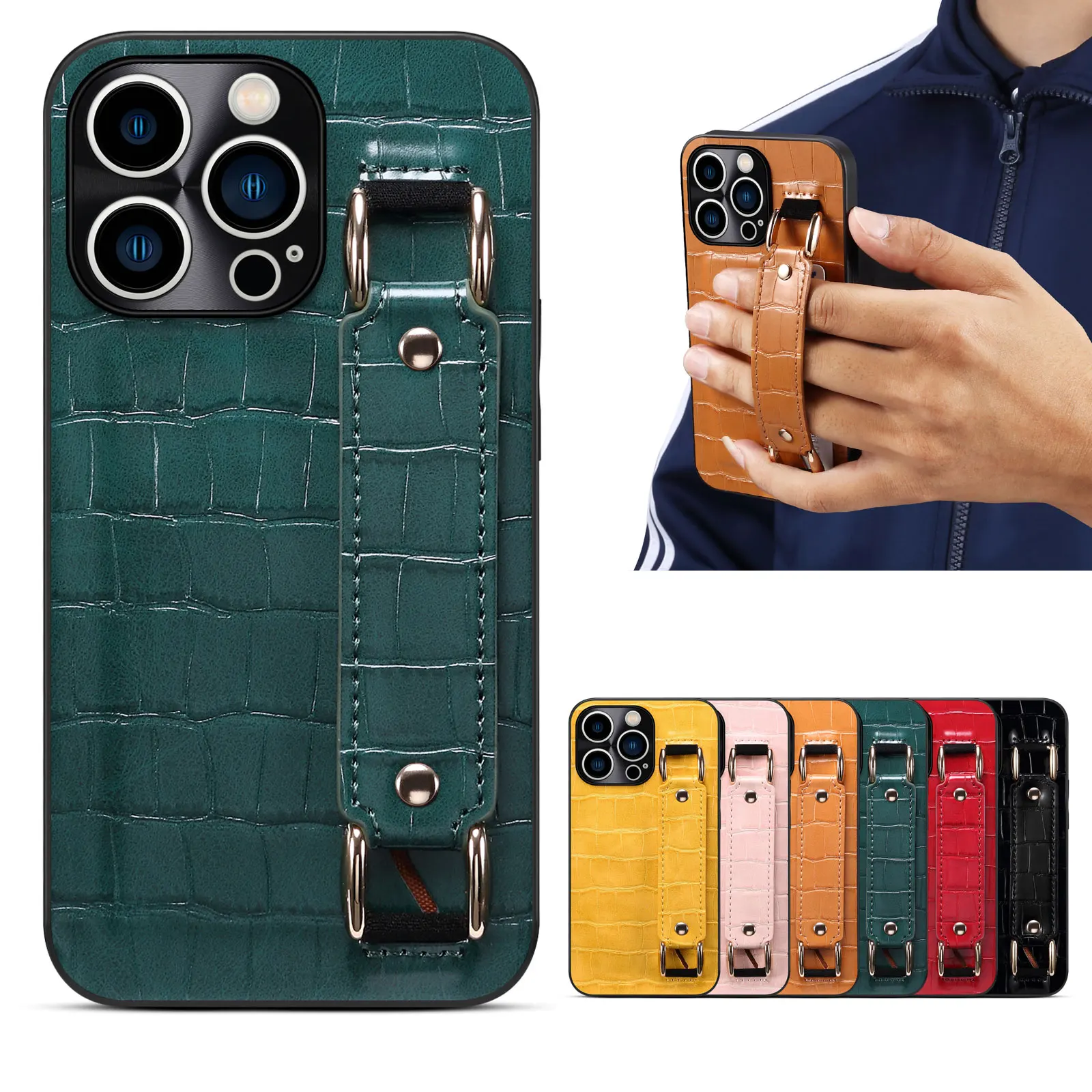 Fashion Luxury Leather Casing For Iphone 14 13 12 Pro Max 12Pro 13Pro 14Max 14Pro  Wristband Holder Female Soft Phone Case Cover