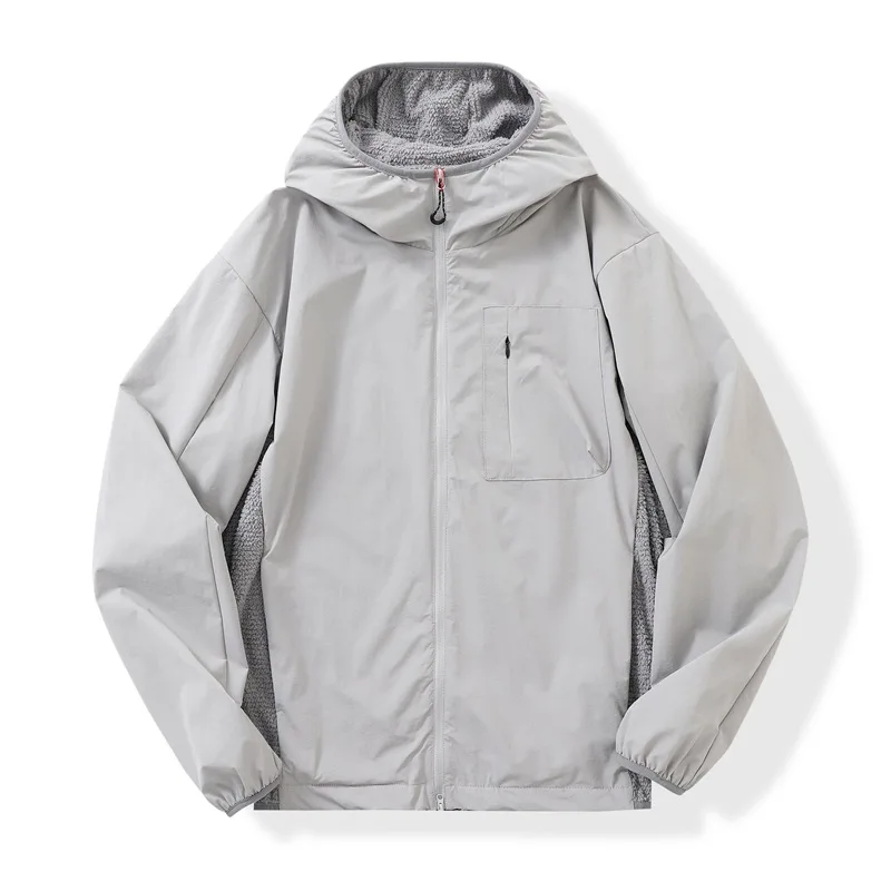 Customized LOGO Men's fleece inner lightweight commuter outdoor suede splicing windproof jacket