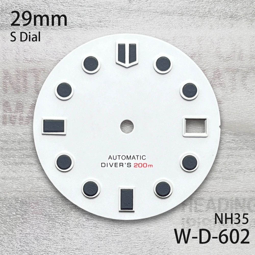 29mm Matte S Dial Fit NH35/NH36/4R/7S Automatic Movement Green Luminous Diving High-Quality Watch Modification Accessories