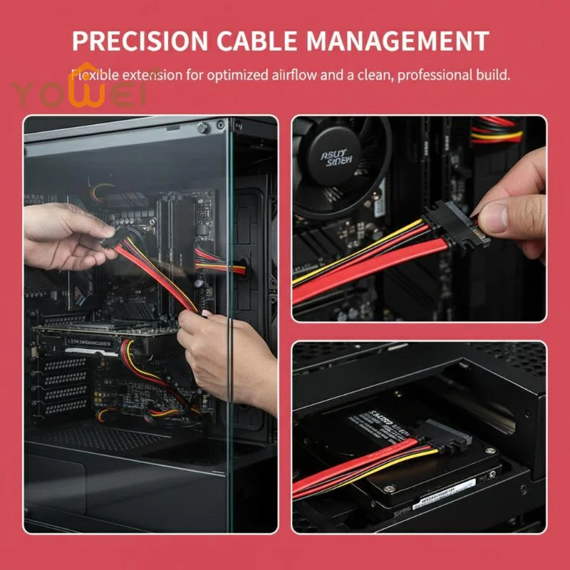 Latest 22 Pin Male To Female Sata Extension Cable 7+15 Pin SATA Data Power Combo Cables Hard Disk Extension Cable