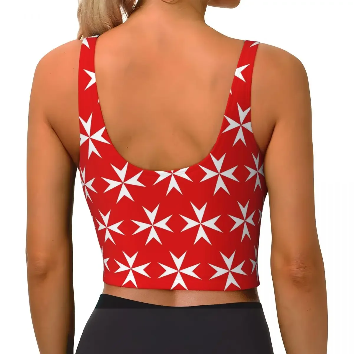 Custom Maltese Cross Flag Women Sports Bra High Impact Vest Gym Workout Yoga Crop Tank Top