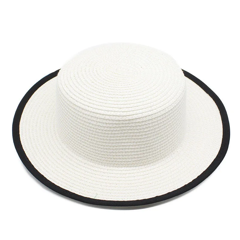 

2022 Summer Men's And Women's Straw Hat Star Same Style White Flat Straw Hat Sun Hat Outdoor Sun Protection Beach Hat