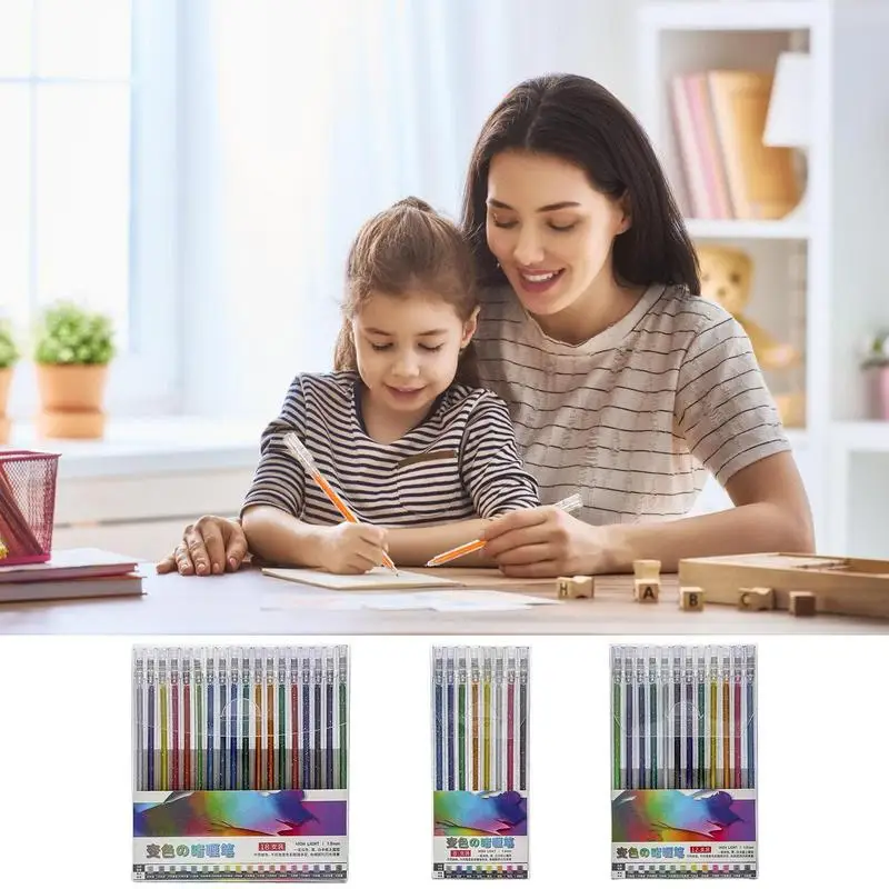 Colorful Gel Pen Set Gel Stick Sparkle Glitter Pen Set Glitter Colouring Gel Pen For Doodling Drawing Crafting School Projects