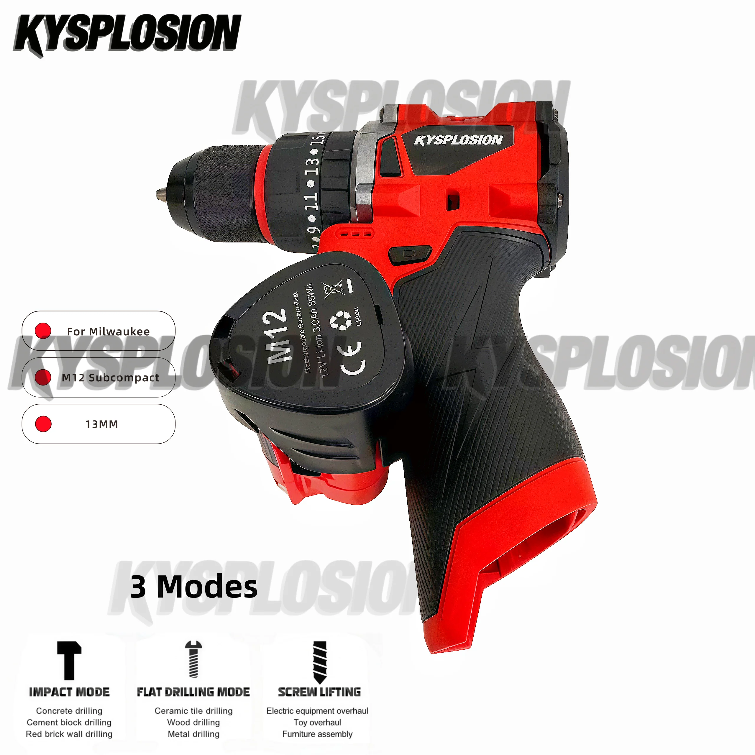 

Бесщеточная ударная дрель-шуруповерт 13 мм для Milwaukee M12, аккумуляторная дрель, электроинструмент