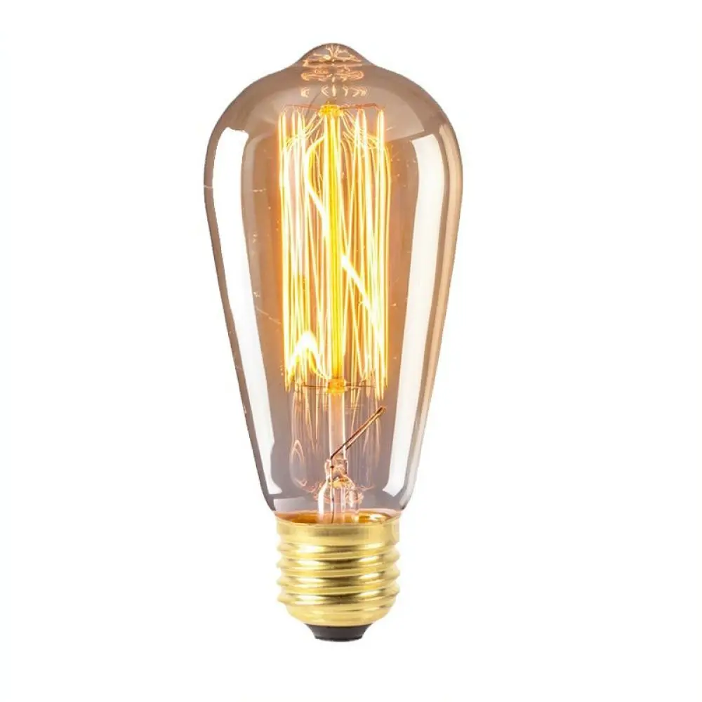 Retro ST64 Edison Light Bulb Dimmable Tungsten Filament Lamp Industrial Style For Bar Cafe Restaurant Home Lighting