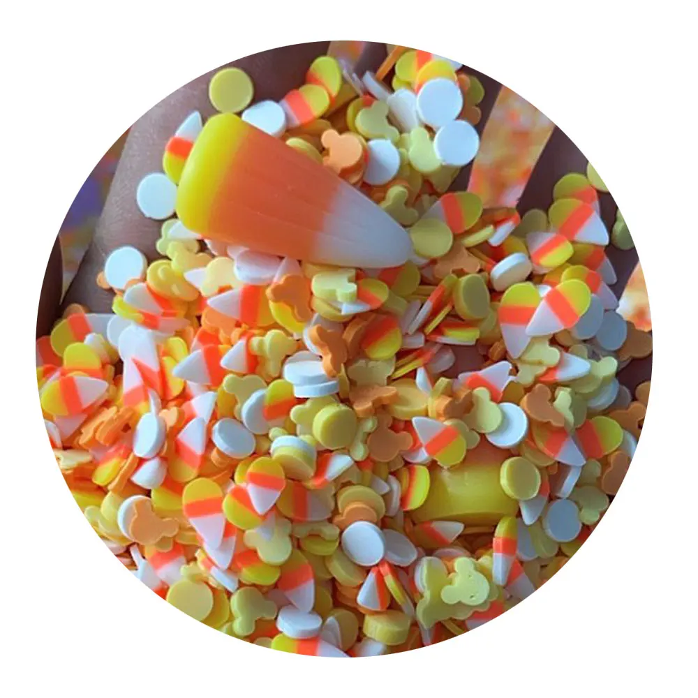 New Creative Halloween Clay Sprinkles Mixed Corn Candy Mouse Head Round Dots Polymer Clay Slice Confetti For Holiday Party Decor