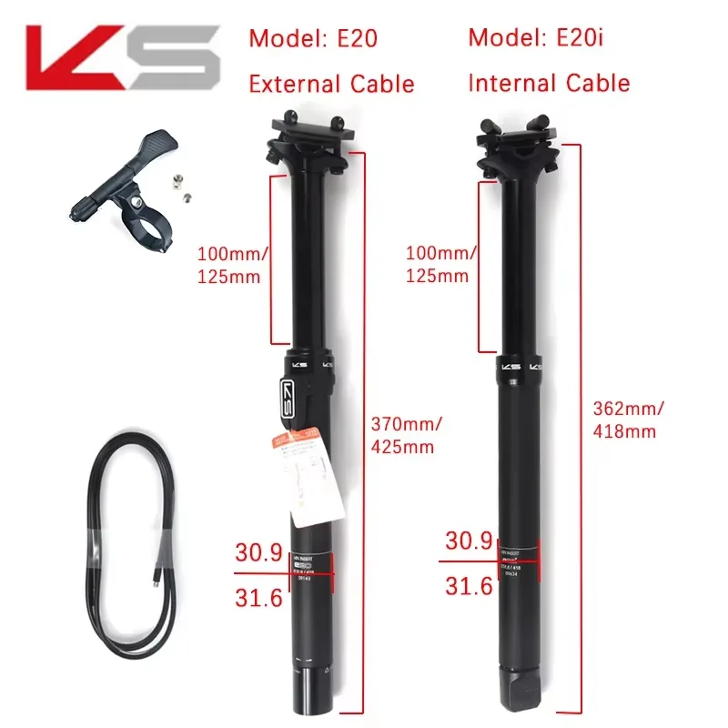 KS E20/E20-i 27.2 sestpost travel 100 125mm Remote Control Dropper KS Saddle Post 30.9/31.6mm Bike Saddle Post Travel125mm