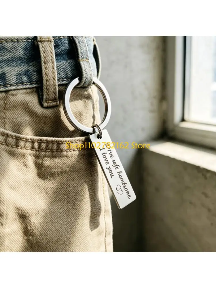 547B Drive Safe Driver Gift Keychain with Steel Plate for Daily Carry
