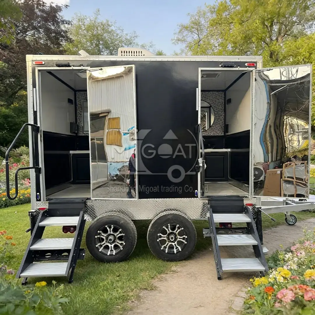 

Commercial Double-Door Towable Mobile Food Cart with Bathroom And Workstation Outdoor Catering Trailer for Business Use