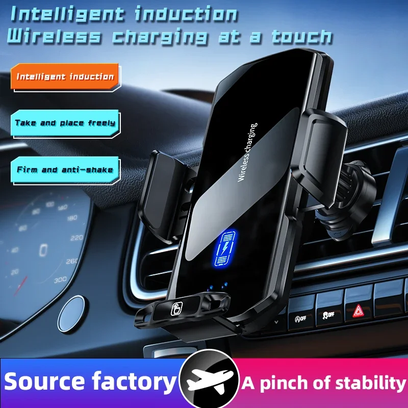 

Беспроводной автомобильный держатель для телефона, подставка 15 Вт, быстрая зарядка, сенсорное управление, вентиляционное отверстие, кронштейн для телефона, панель из закаленного стекла для iPhone Android